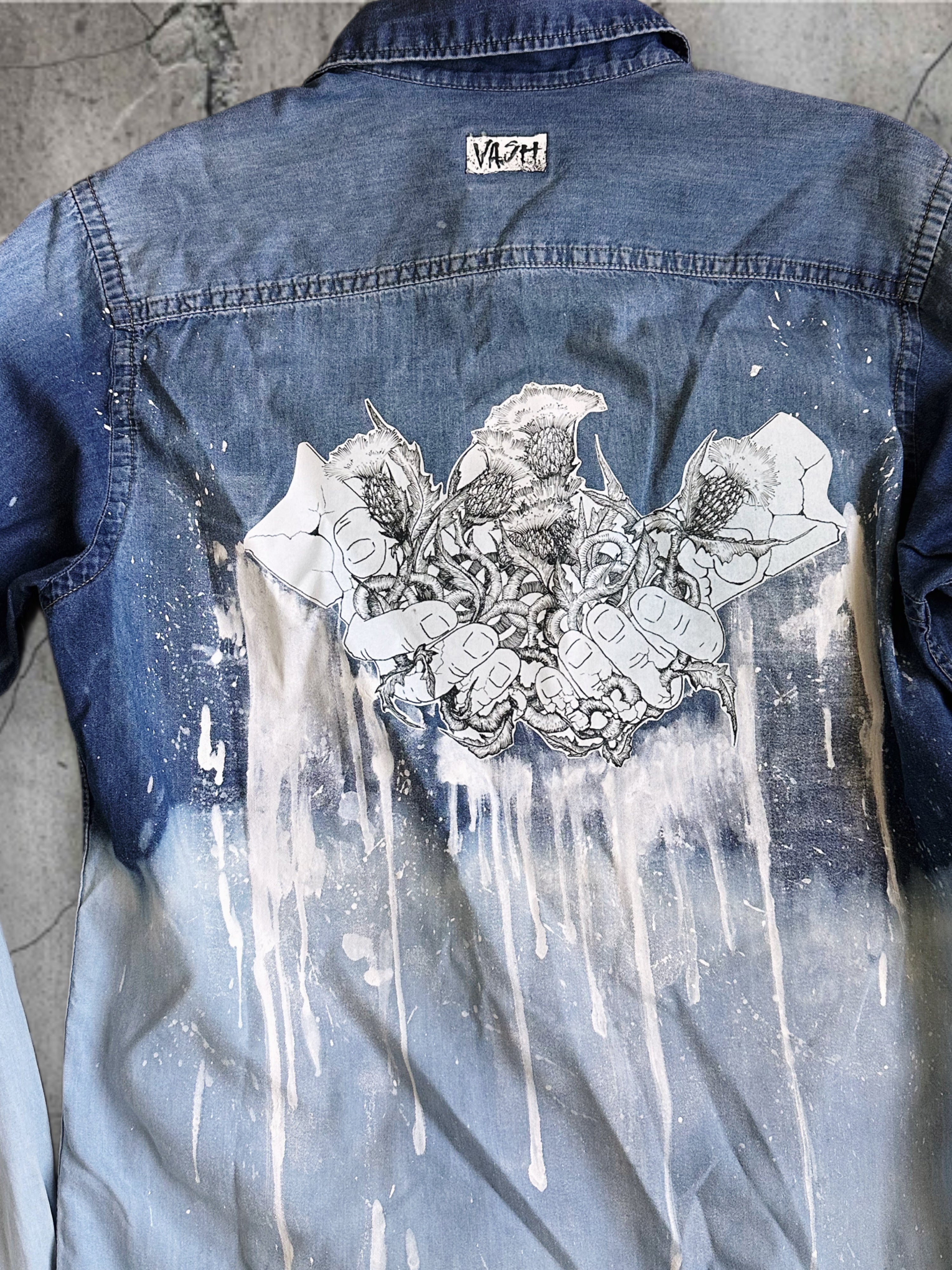 Denim Shirt “Hands in Thistle”