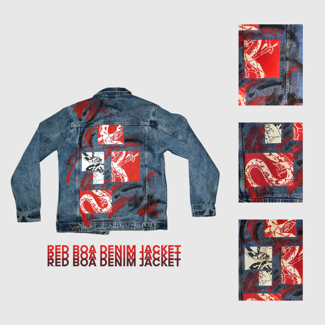 Red Boa Denim Jacket