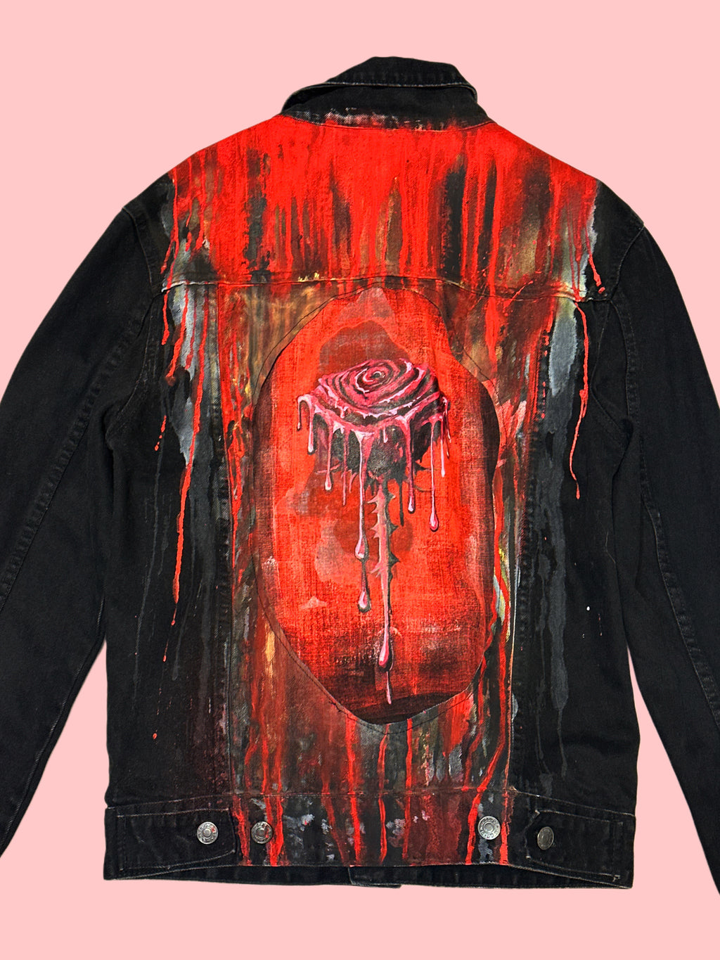 Custom Denim Jacket “Melting Rose”