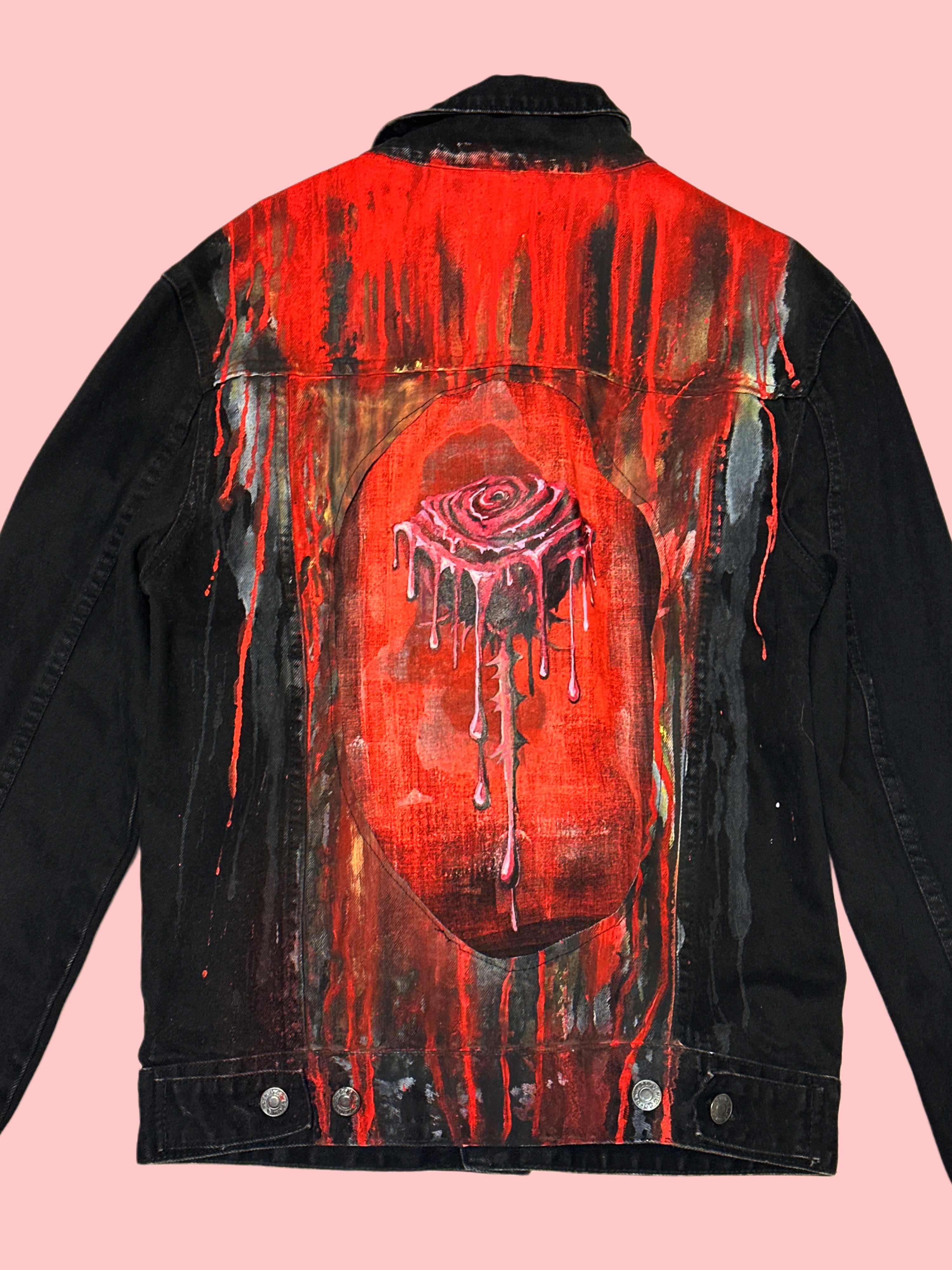 Custom Denim Jacket “Melting Rose”