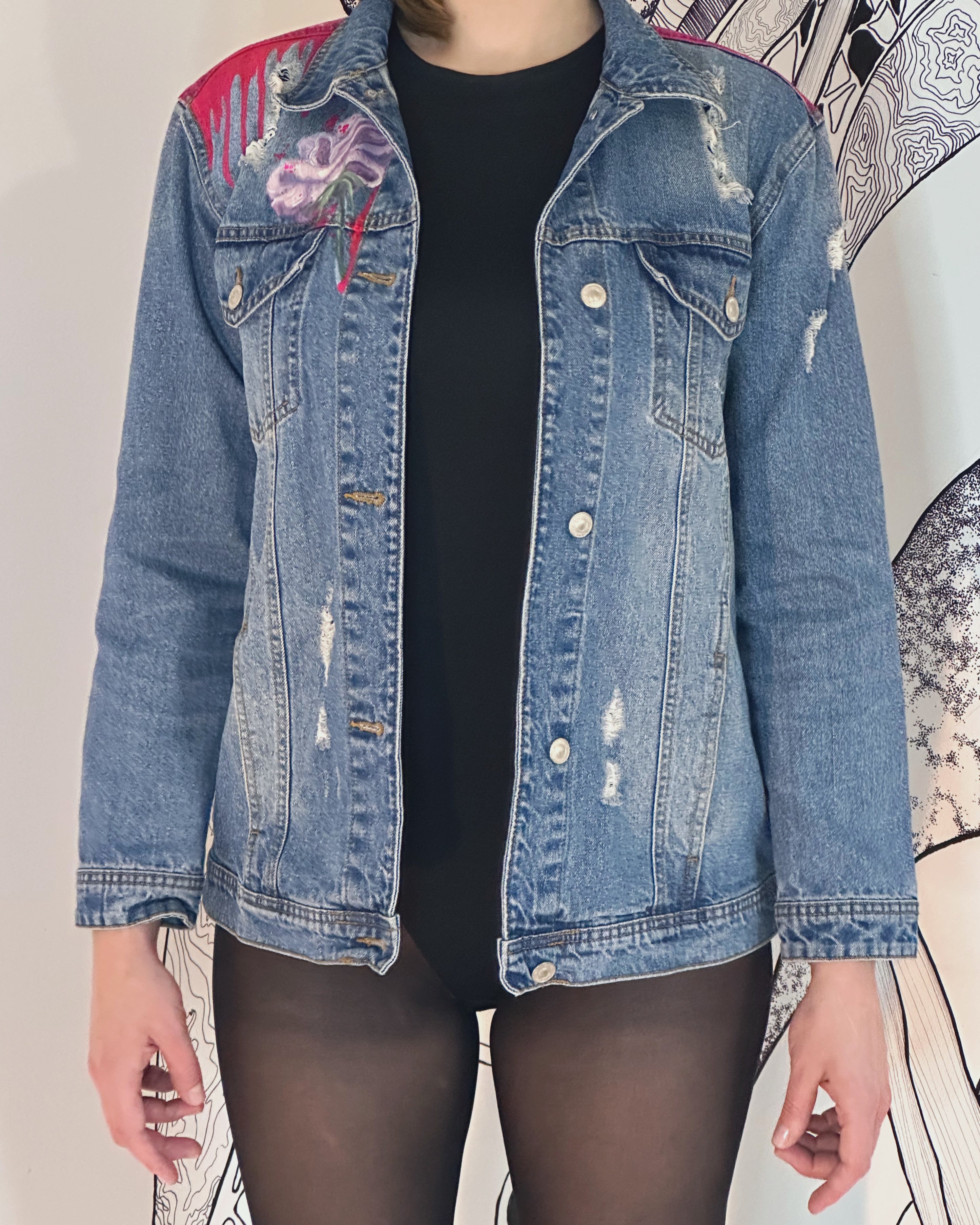 🎨 Custom Denim Jacket “Dutch Still Life”