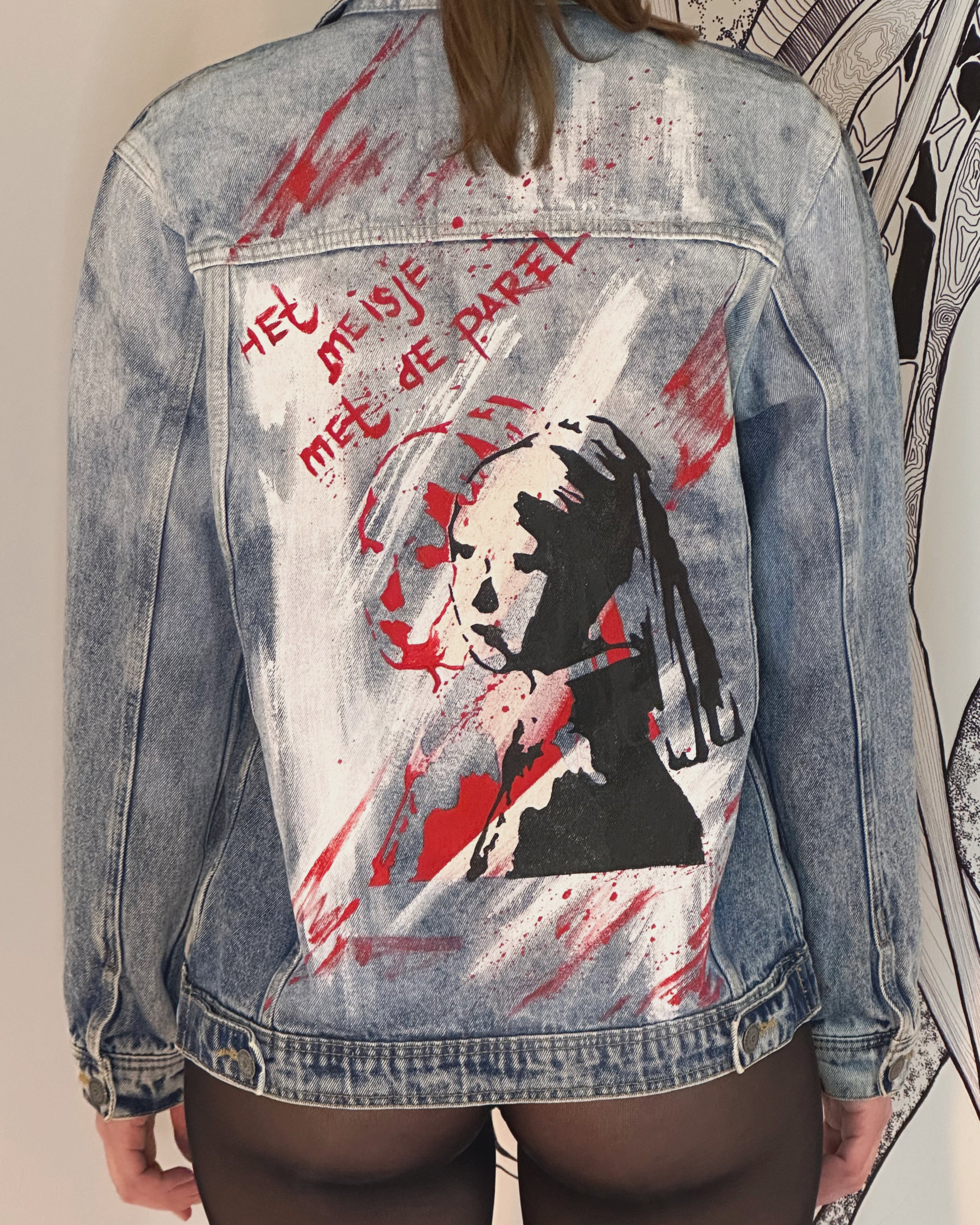 🎨 Custom Denim Jacket “Girl with a Pearl Earring”