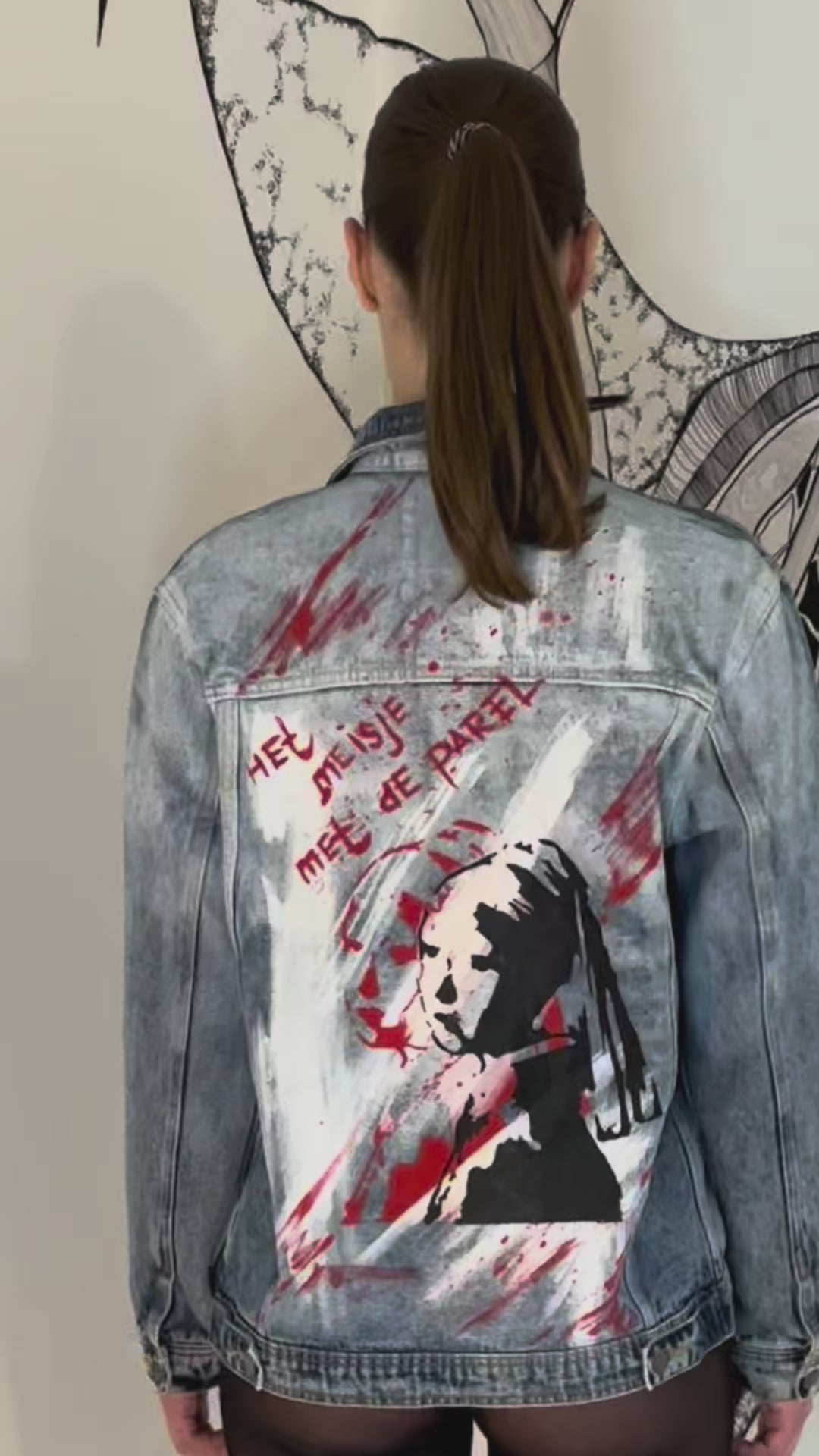 🎨 Custom Denim Jacket “Girl with a Pearl Earring”