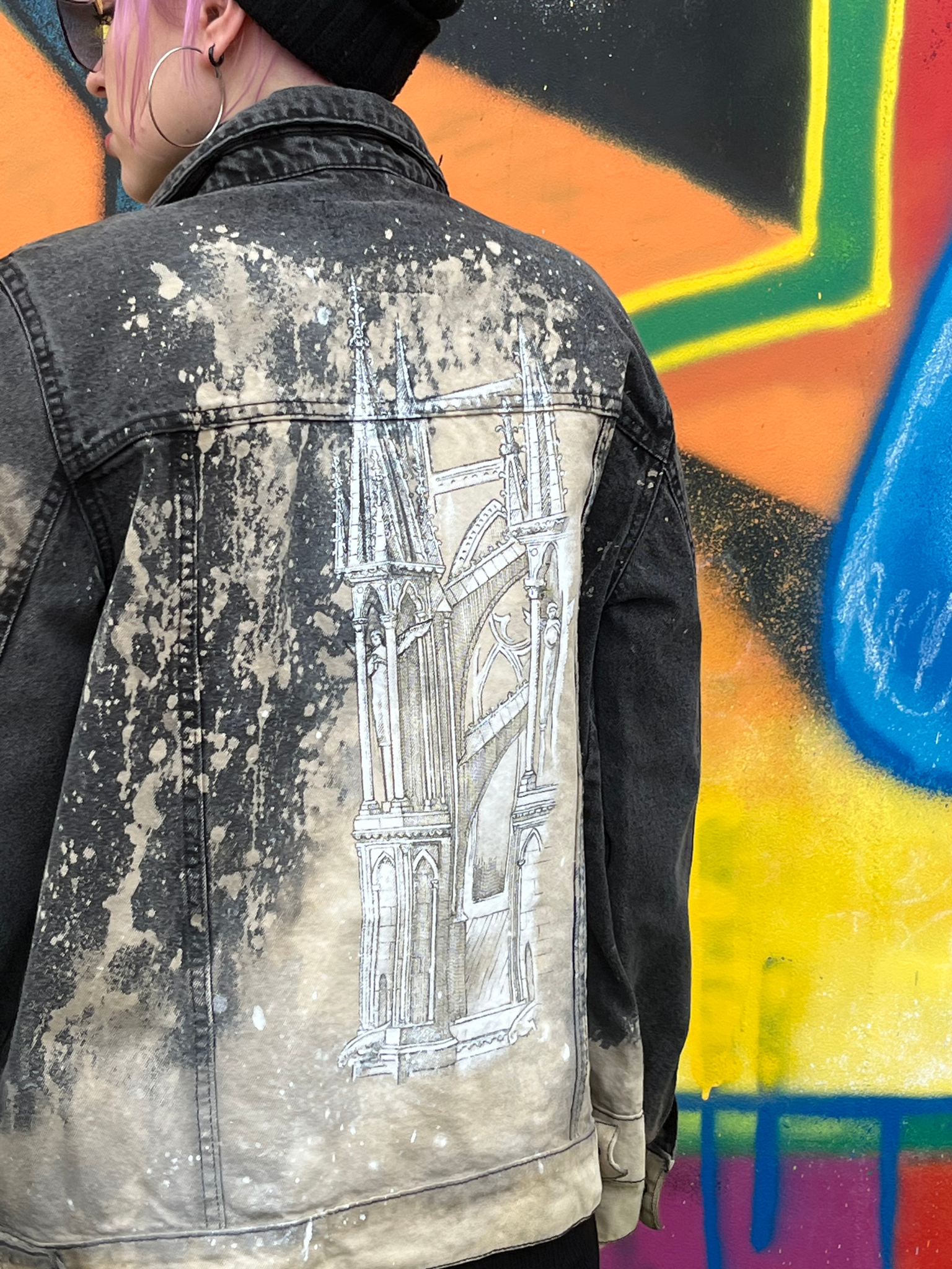 Zara Jacket Denim Paint Splatter Neon Black Large | Painted denim, Zara  jacket, Black denim jacket